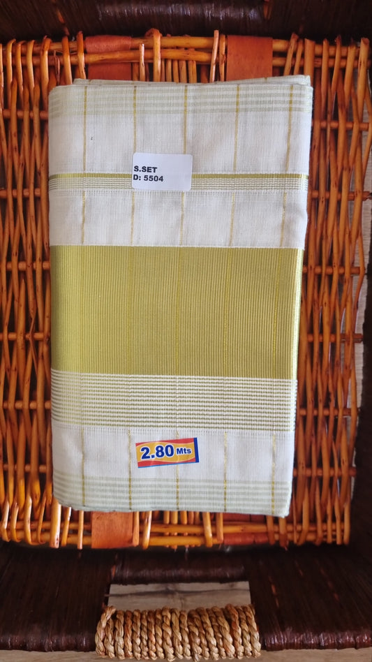 Kerala cotton check setmundu with ready wear blouse.