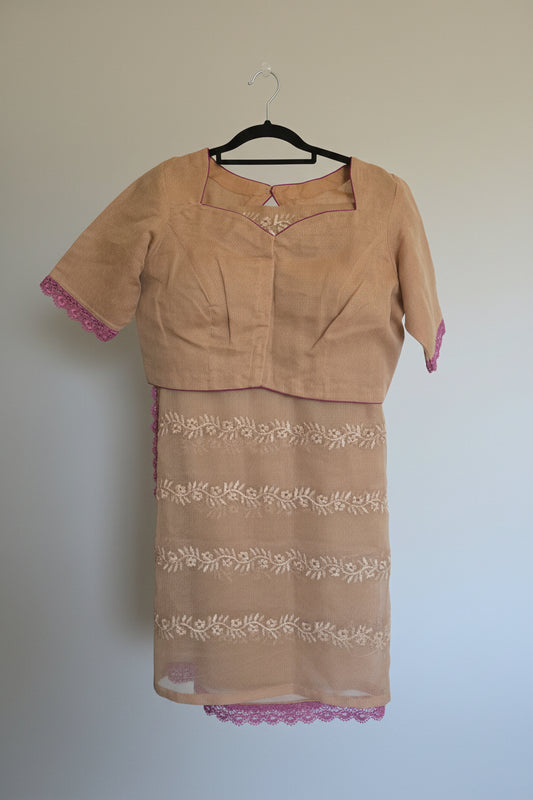 Kota Cotton Saree with Contrast Lace Border & Ready-to-Wear Blouse