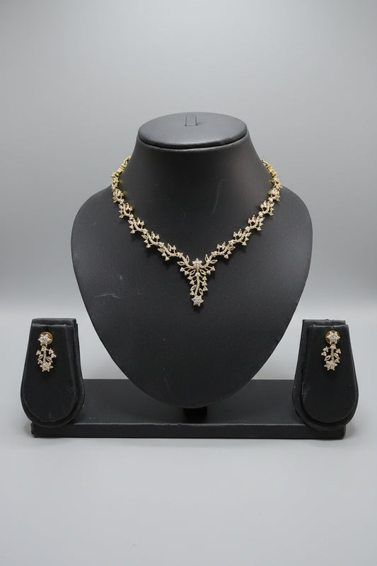 AD Floral Vine Necklace & Earring Set