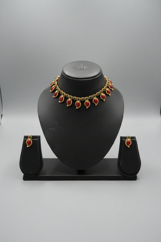 Kerala Palakka Necklace Set with Earrings