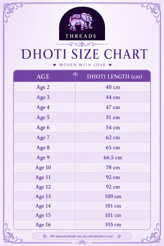 Kids Velcro Dhoti | Easy Wear Traditional Mundu | Ages 2–16 Years