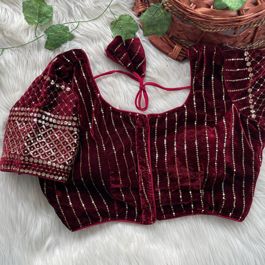 Velvet designer readymade saree blouses