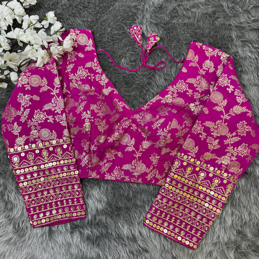 Dola Silk Embroidery Readymade Saree blouses