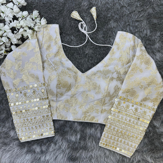 Dola Silk Embroidery Readymade Saree blouses