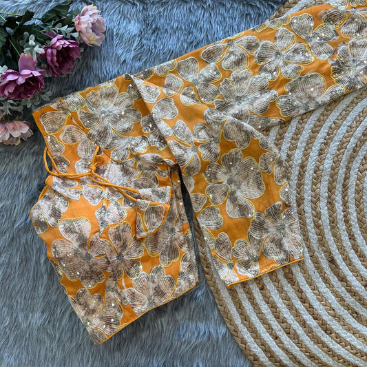 Heavy Chinon Partywear readymade saree blouses