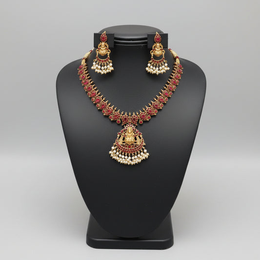 Kemp Vaahini Attigai with Earrings - Traditional South Indian Jewellery Set