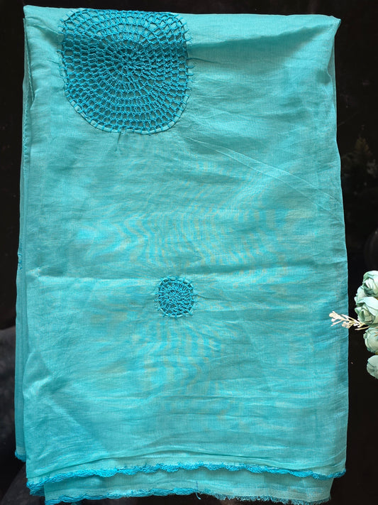 Kota cotton saree with crochet work and stitched blouse