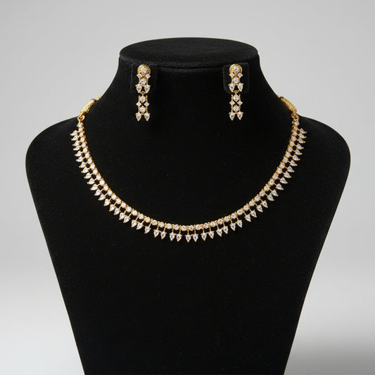 AD Stone Necklace with Matching Earrings Set