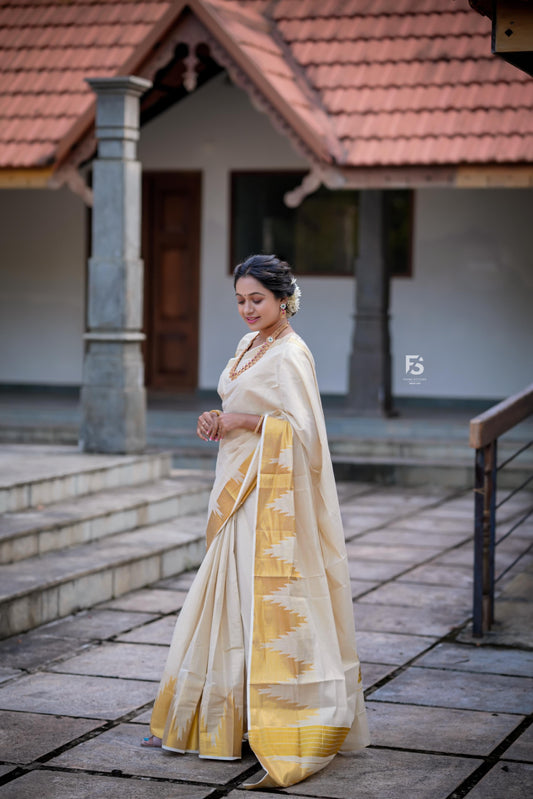 Temple border Kerala tissue saree