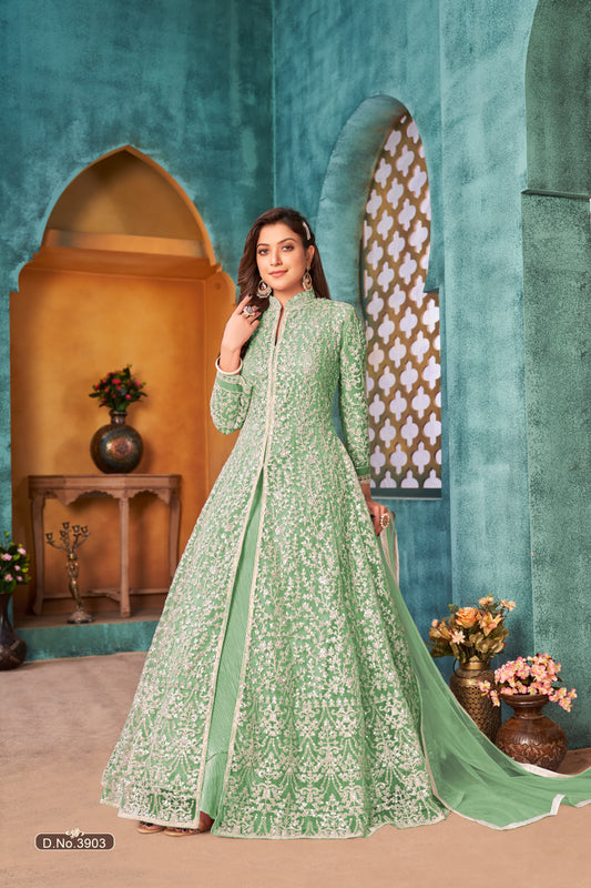 Mint Green Heavy Sequence Salwar Suit