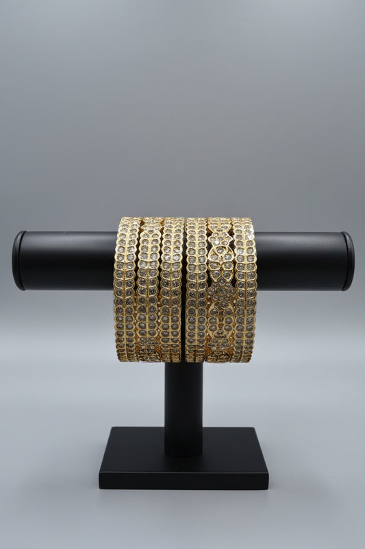 Gold Champagne CZ Stone Bangles – Set of 4