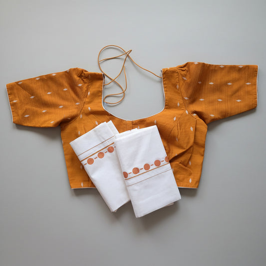 Puliyilakkara set mundu with ready to wear blouse