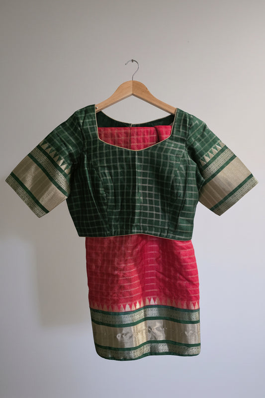 Kanchi Kora Organza Saree with Stitched Blouse | Saree Fall & Pico