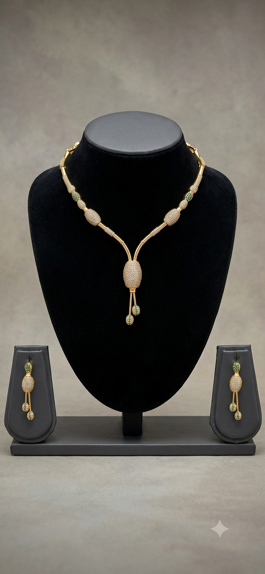 AD Oval Pavé Lariat Necklace & Earring Set