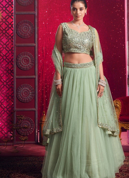 Sea green Premium Net party wear Lehenga Choli