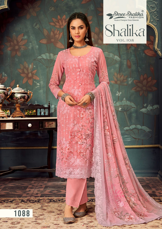 Pure Georgette Multi Embroidery Work With Digital Print Readymade Suits