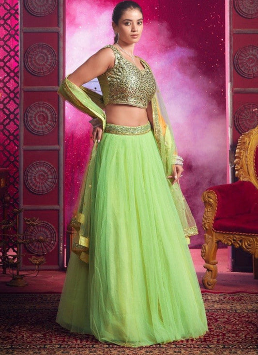 Light Pista green Party wear Lehenga Choli