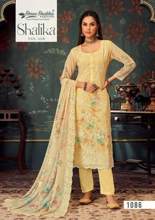 Pure Georgette Multi Embroidery Work With Digital Print Readymade Suits