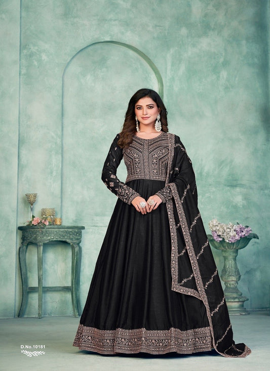 Black Art Silk Party wear Gown