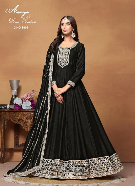 Art Silk Partywear Gown with Dupatta
