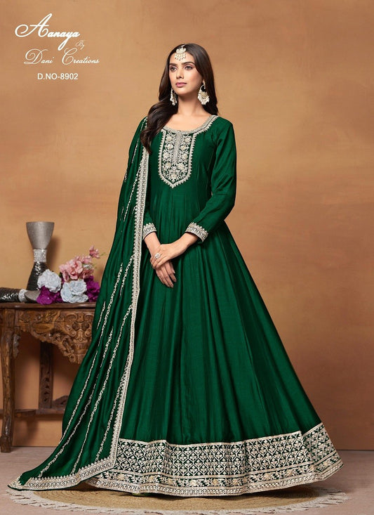 Art Silk Partywear Gown with Dupatta