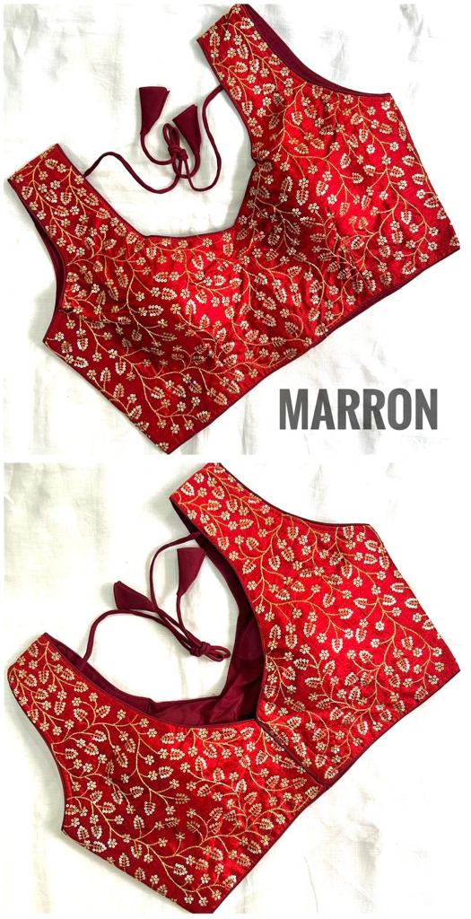 Designer Thread work Silk readymade saree blouses