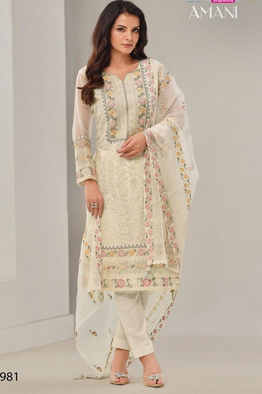 Organza Chiffon Embroidery Partywear Salwar Kameez