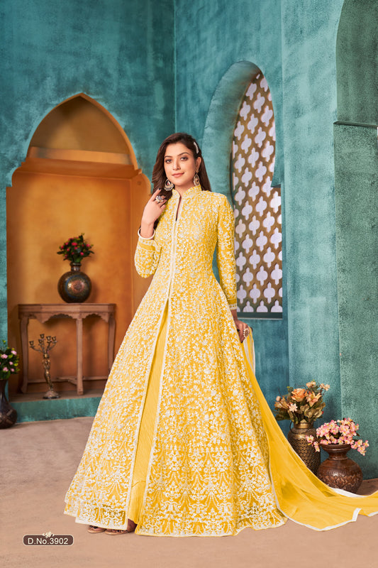 Yellow Heavy sequence Salwar Suit
