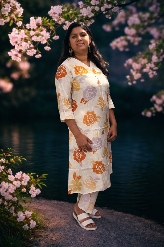 Printed Cotton Co-ord Set : Women Indian Ethnic wear / Casual Indian wear