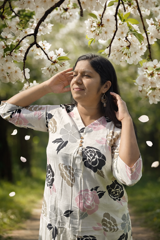 Printed Cotton Co-ord Set : Women Indian Ethnic wear / Casual Indian wear