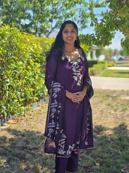 "Vichitra silk kurta set with straight pants and side pocket - semi-party wear outfit"