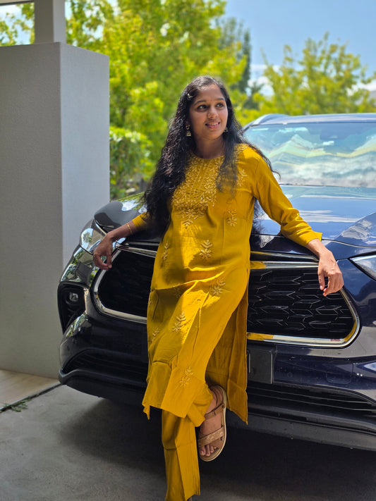Elegant Lucknowi Kurta Set | Vatican Fabric Chikankari
