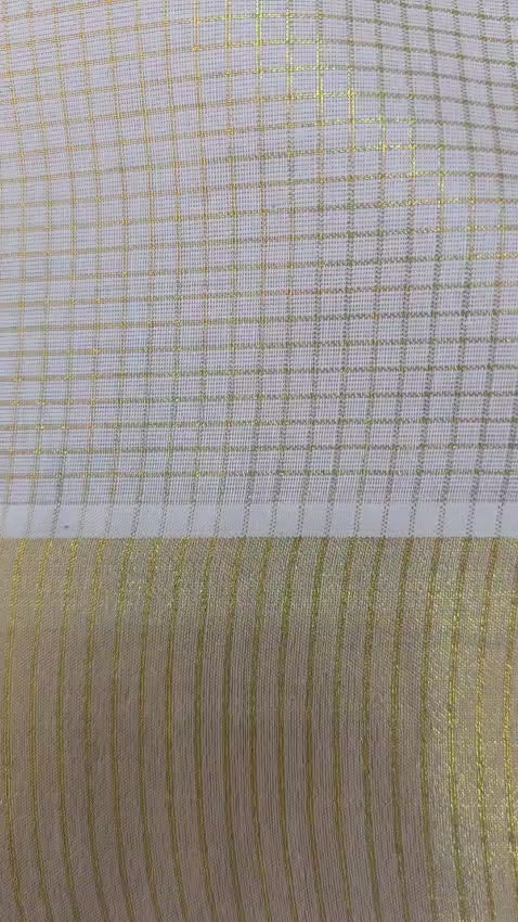 Kerala Half fine Zari micro check cotton saree with stitched blouse.